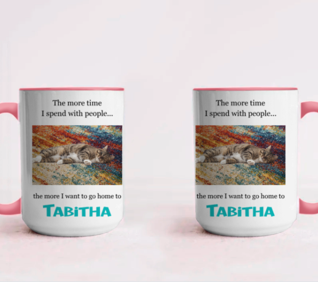 Accent Mug with Custom Pet Photo - The More I Talk to People...