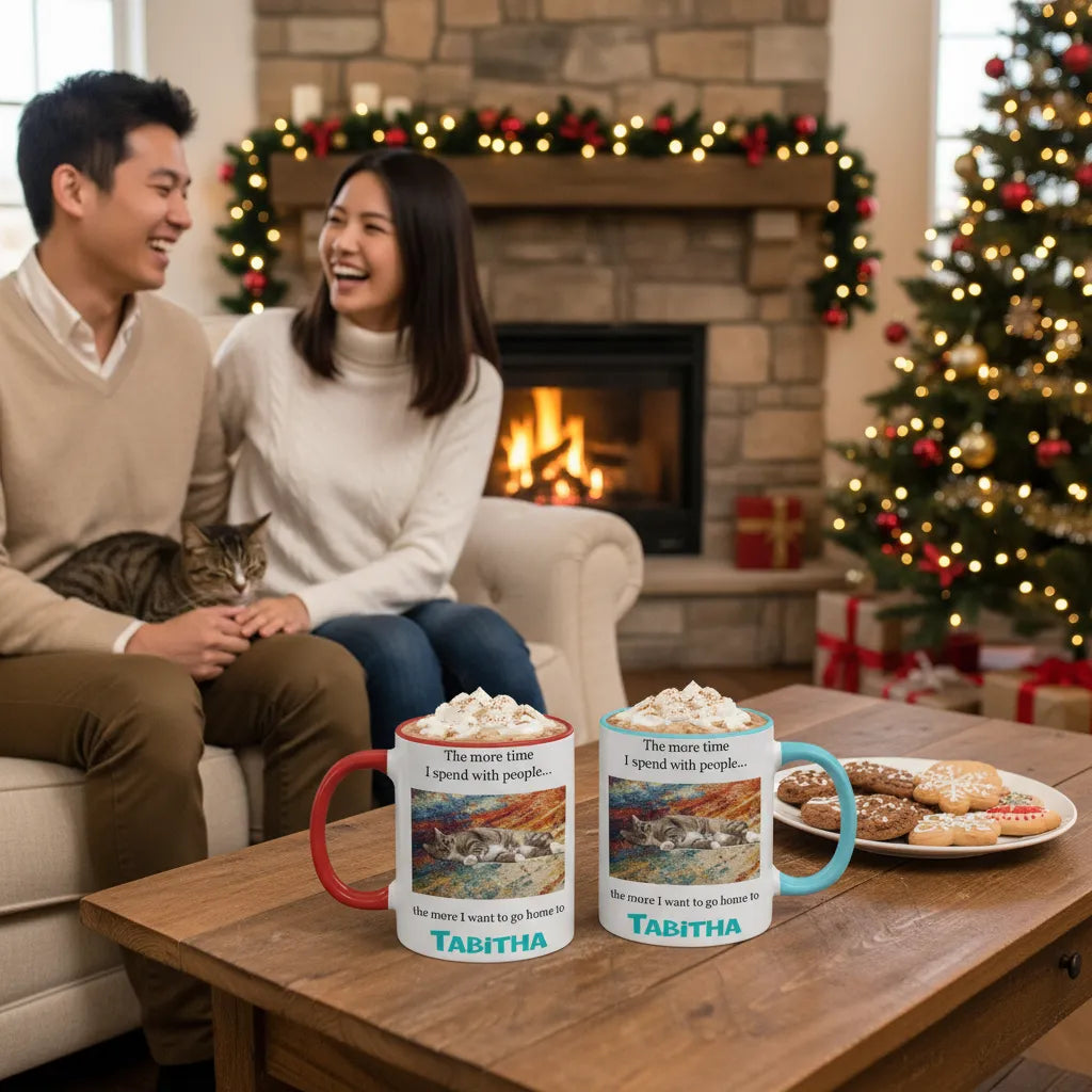 Accent Mug with Custom Pet Photo - The More I Talk to People...