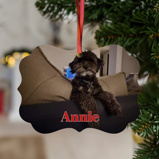 Custom Pet Photo Aluminum Ornament - Holiday Keepsake